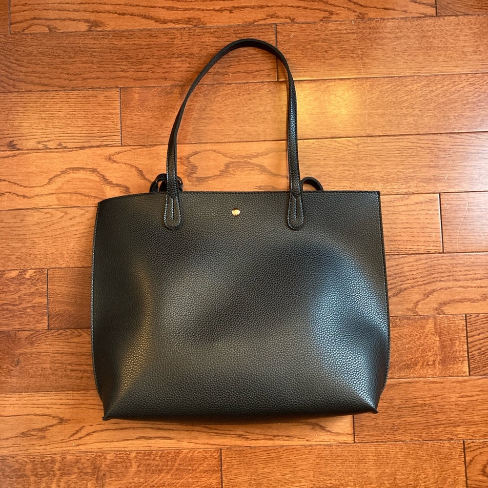 Hoxis Black Vegan Leather Tote Bag